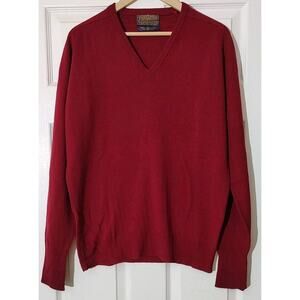 Men's Pendleton Long Sleeve Maroon V Neck 100% Cashmere - XL